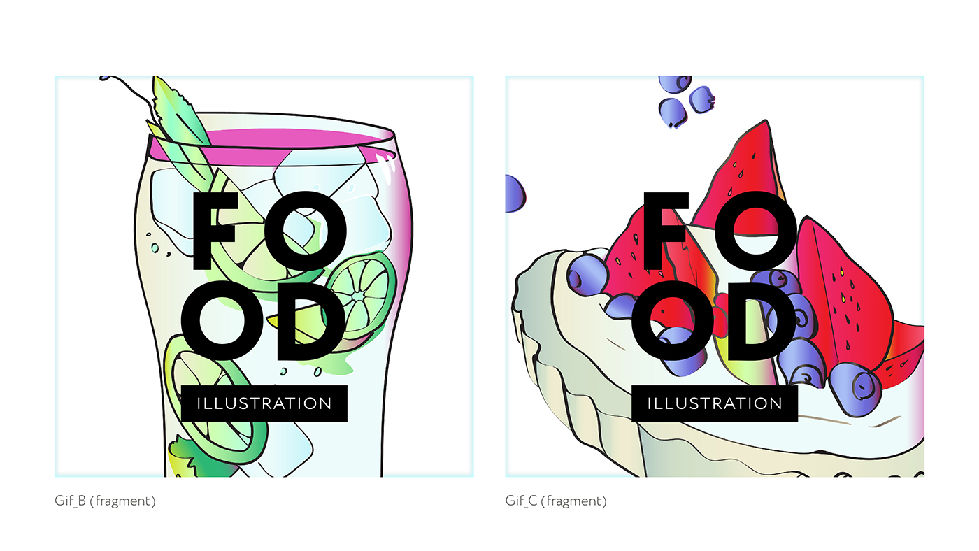 Food illustrations, animation